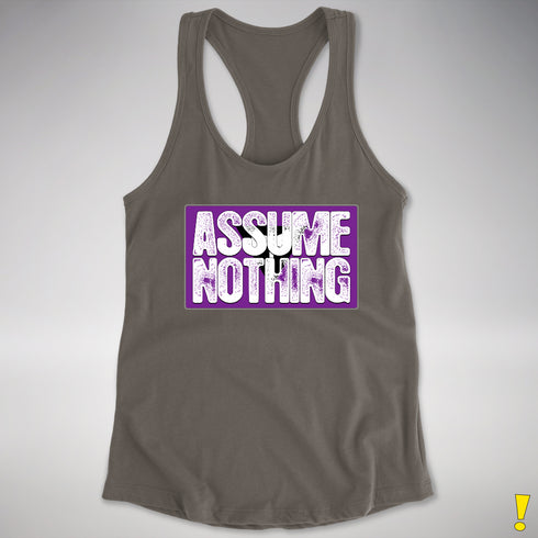 Assume Nothing Lesbian Labrys Pride Flag Racerback Tank - Dark Grey